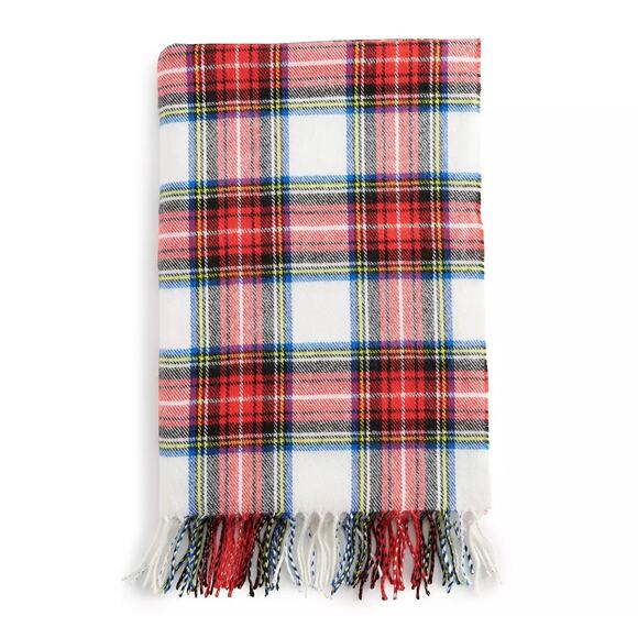 NWOT Apt. 9 Red Plaid Traditional Blanket Wrap Oversized Scarf Winter Acrylic - Picture 2 of 13